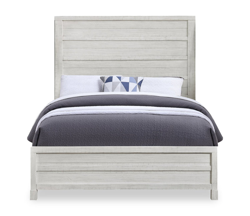 Haven Panel Bed with Headboard & Frame, White - Queen Size
