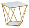 Amanda 21.5\" Modern Square End Table - White Marble Top with Gold Metal Base
