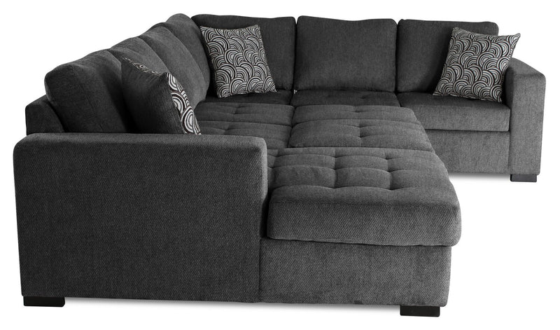 Made in Canada Legend 4-Piece Left-Facing Chenille Fabric Sleeper Sectional with Storage Chaise - Pepper Grey