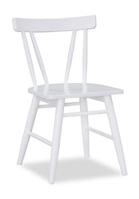 Remi Dining Chair with Curved Slat-Back - White 
