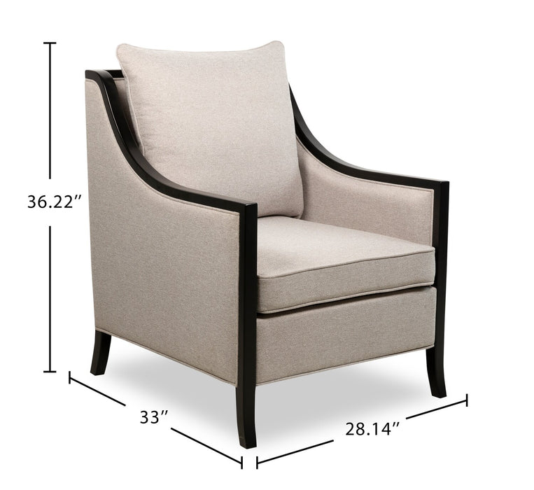 Posh 28.14\" Fabric Accent Chair with Removable Back and Seat Cushions and Wood Legs - Beige