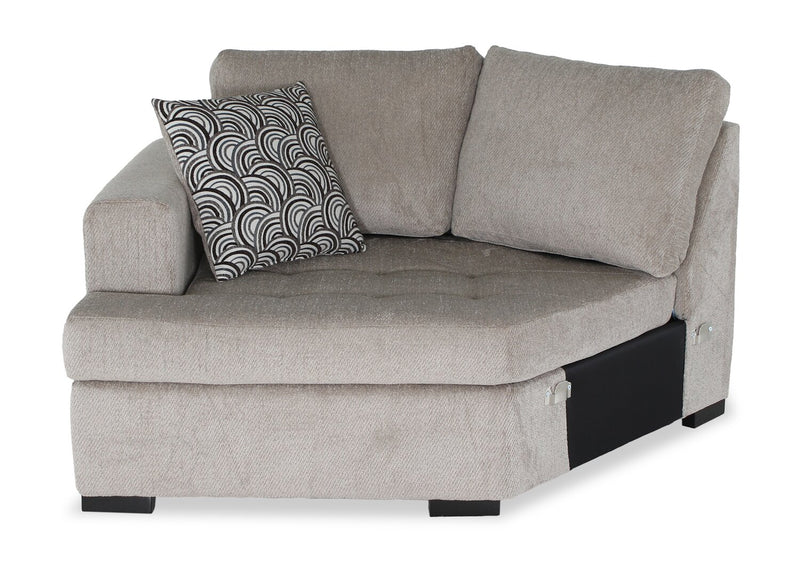 Made in Canada Legend 2-Piece Left-Facing Chenille Fabric Cuddler Sleeper Sectional - Platinum Beige