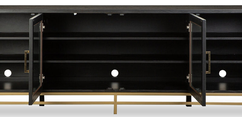 Cresset 84” Modern Solid Wood TV Stand with Storage and Cable Management for TVs up to 90\" - Coffee Bean