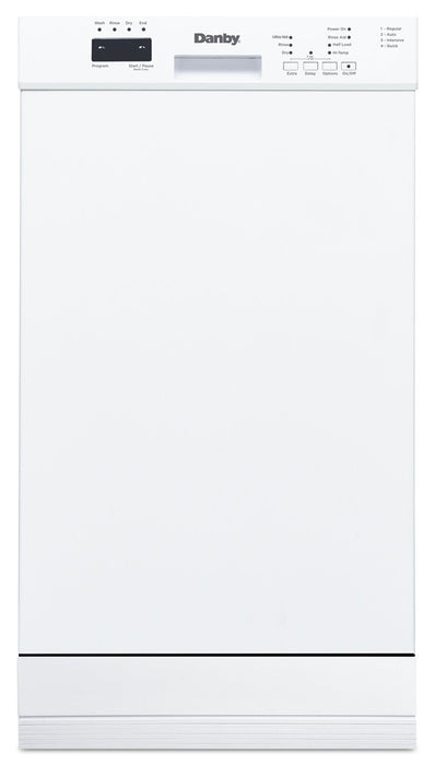 Danby 18\" 51 dBA Front-Control Built-In Dishwasher - White - DDW18D1EW