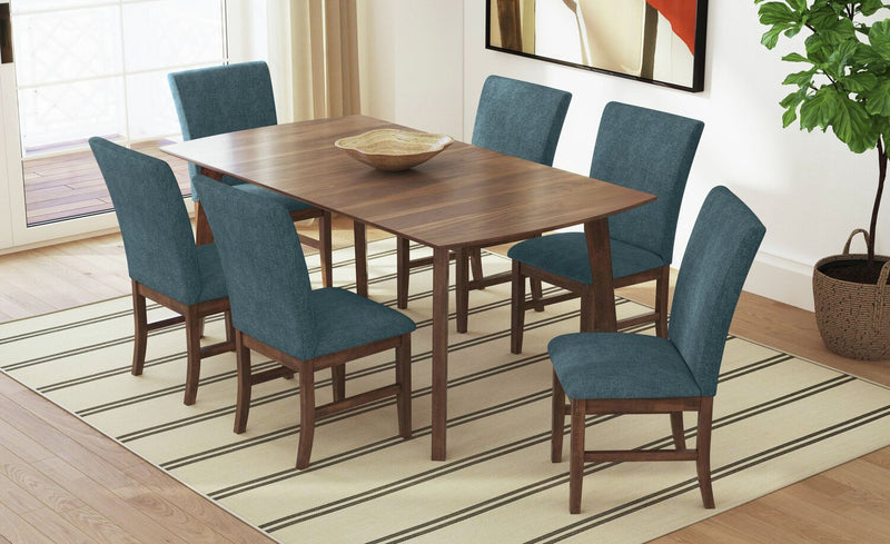 Rain Dining Chair with Cushion Fabric Seat & Back – Blue