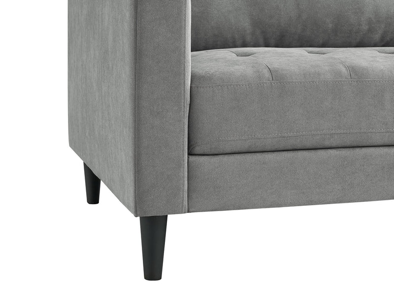 Metro 2-Piece Right-Facing Fabric Sectional with Chaise and Tufted Seat Cushions - Grey