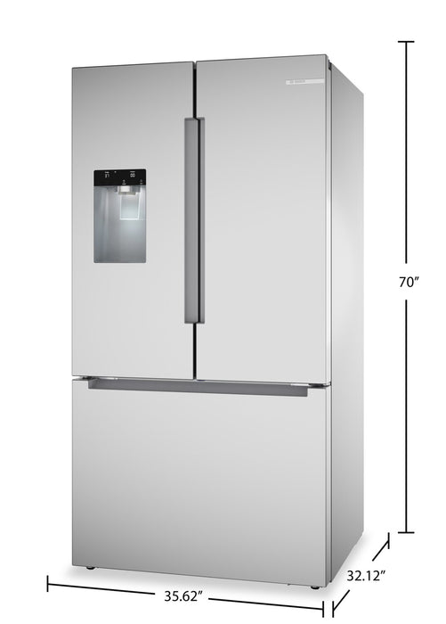 Bosch 36\" 26 Cu. Ft. 100 Series Smart French-Door Refrigerator - Stainless Steel - B36FD10ENS