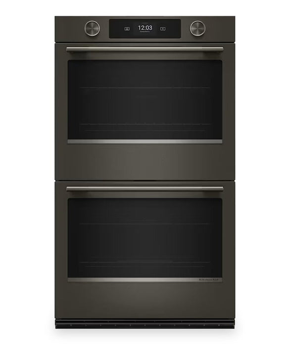 KitchenAid 30\" Smart Electric Double Wall Oven with Intelligent Cooking Camera - Black Ore - KOED930SBE