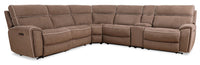 Cindy Crawford Home Newport 6-Piece Faux Suede Power Reclining Sectional with Armless Reclining Chair - Taupe 