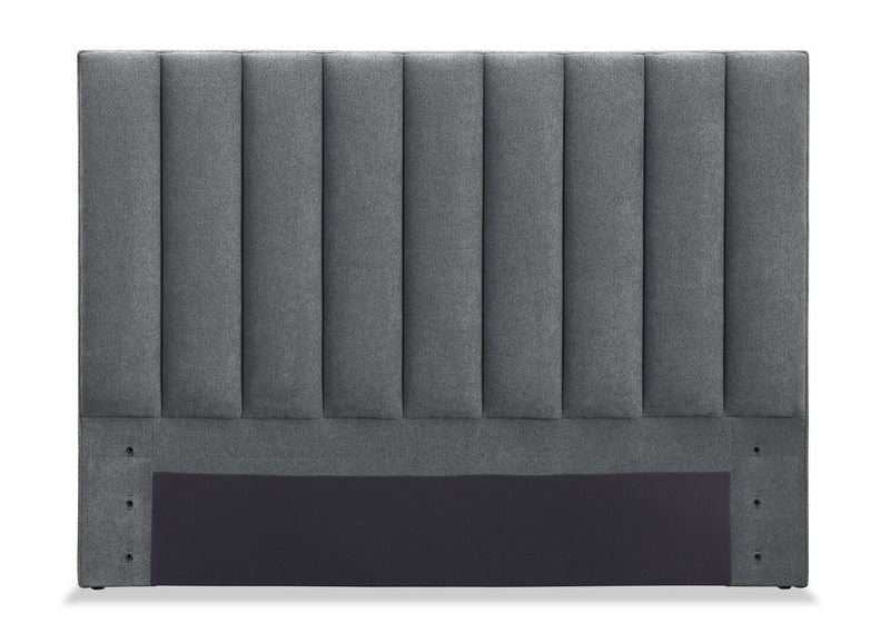 Amos Upholstered Headboard in Charcoal Fabric, Channelled - Full Size