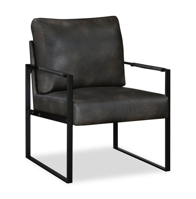 Nico 24.75\" Faux Leather Accent Chair with Metal Legs - Dark Grey
