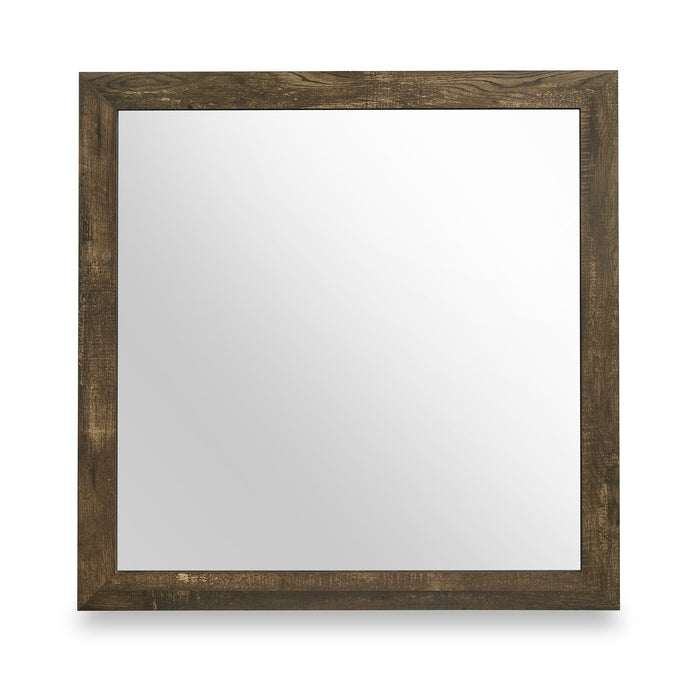 Silas 5pc Bedroom Set with Platform Bed, Dresser & Mirror, LED, Rustic Brown - Full Size