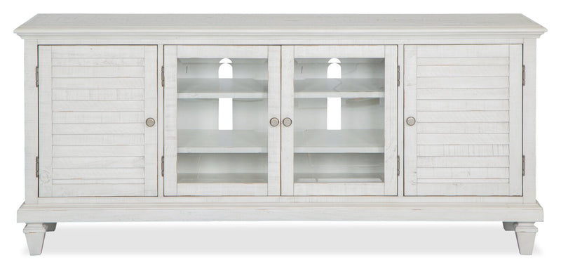 Baron 114\" Rustic 4-Piece Pine Entertainment Centre with Storage and Cable Management for TVs up to 70” - Alabaster