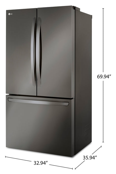 LG 36\" 27 Cu. Ft. Counter-Depth French Door Refrigerator - PrintProof™ Black Stainless Steel - LRFLC2706D