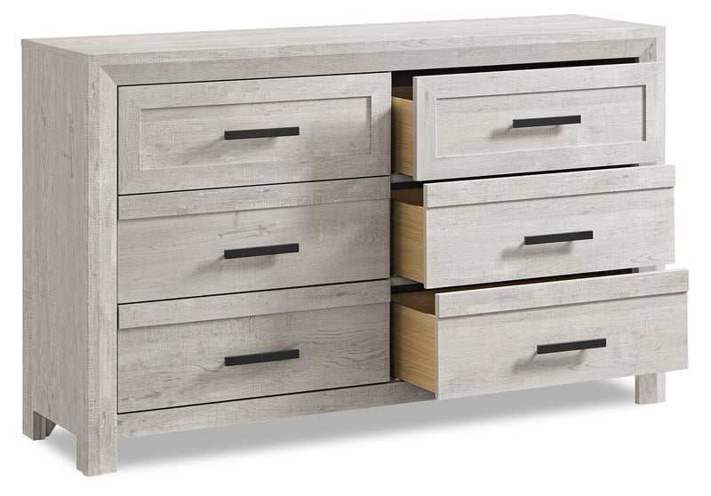 Lark Bedroom 6-Drawer Dresser, 58\"W x 35\"H - Rustic White