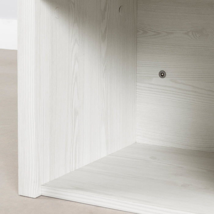 Everley Platform Bed Set with Panel Headboard, Built-in Storage & Baskets, White - Twin Size