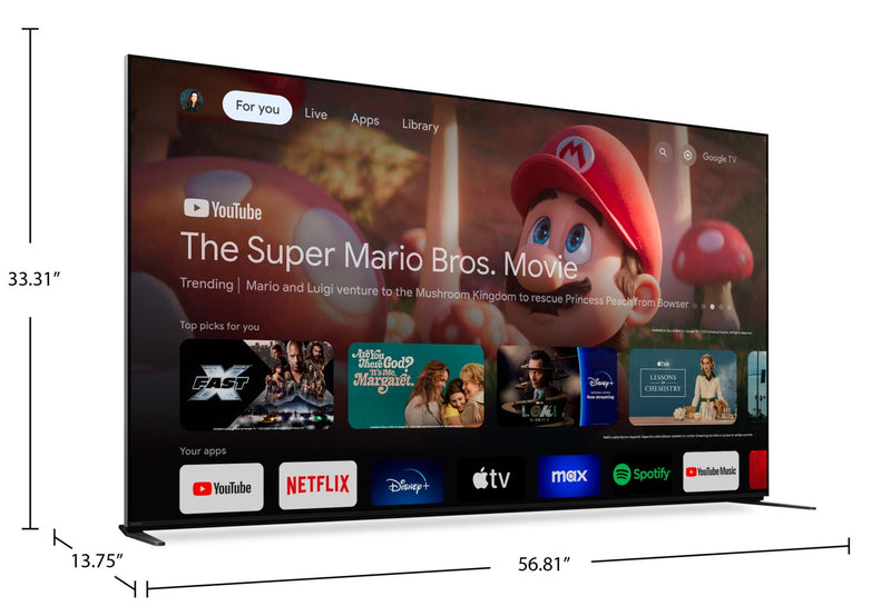 SSONY 65\" Bravia 9 QLED Mini-LED 4K UHD Smart Google TV (K65XR90) - 2024 Model