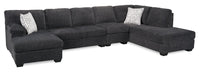 Made in Canada Morgan 3-Piece Right-Facing Chenille Fabric Wrap Sectional with Accent Pillows - Grey 