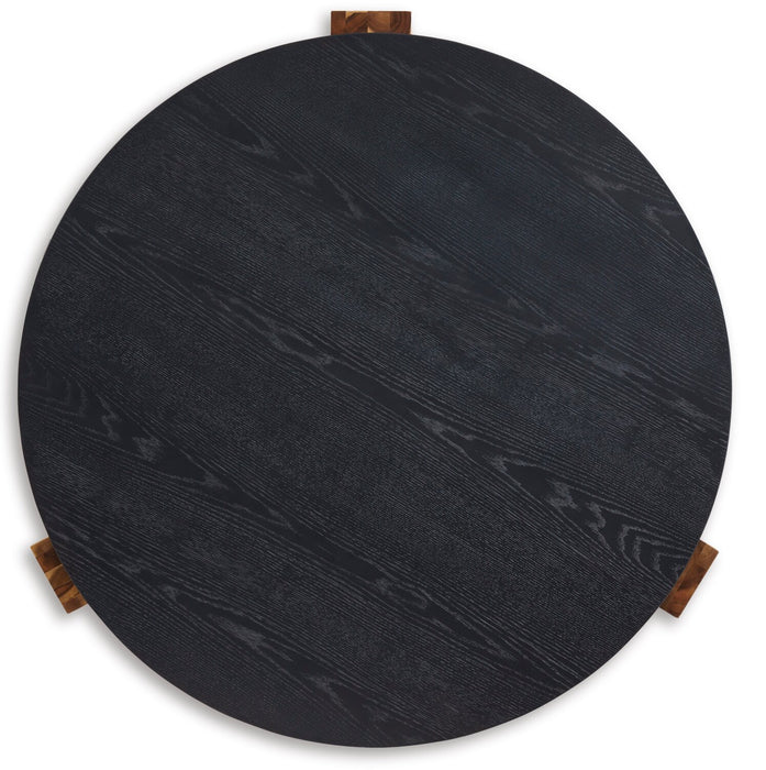 Sutton 42” Modern 2-Pack Round Solid Wood Coffee + End Table - Black