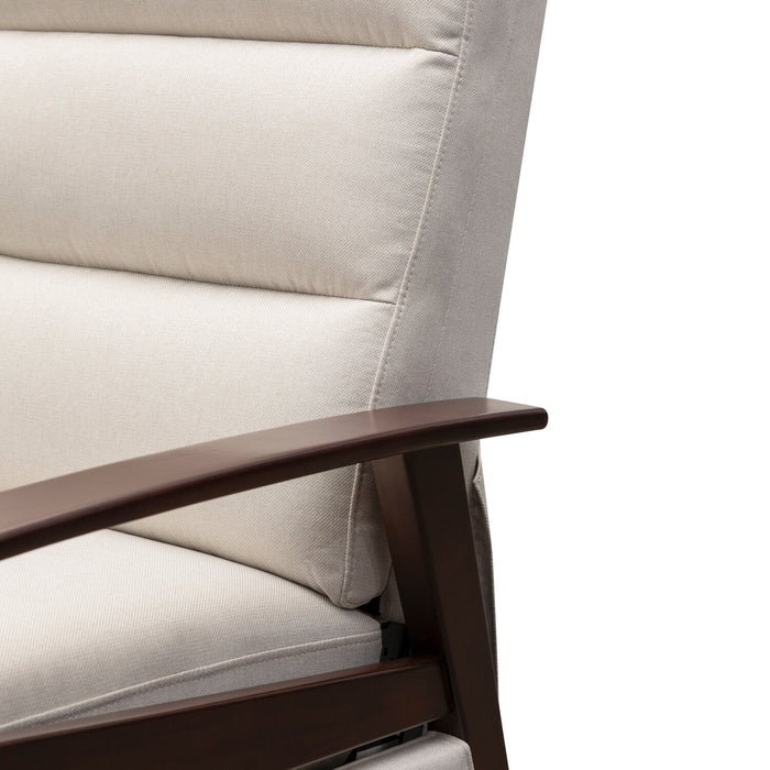 Bree 28.5\" Linen-Look Fabric Pushback Reclining Accent Chair with Wood Armrests and Legs - Beige