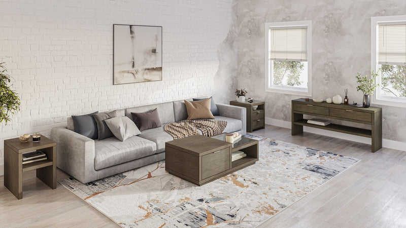 Hatfield 52” Modern Solid Wood Coffee Table with Storage and Casters - Homestead Brown