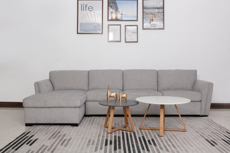 Vault 3-Piece Left-Facing Sectional with Sofa Bed Loveseat, Storage Chaise and Storage Chair - Grey