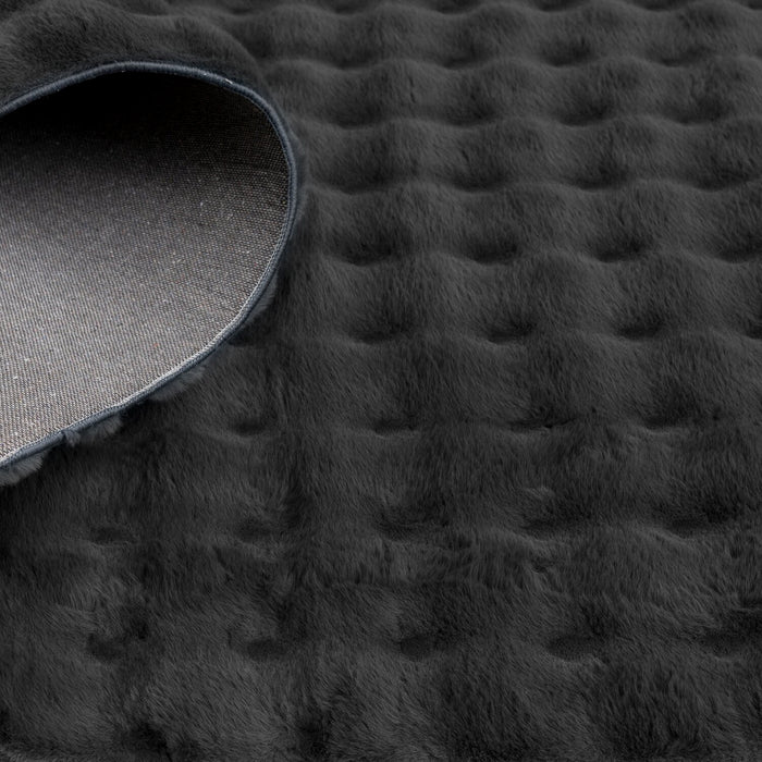 Dream Step Memory Foam Bubble Dark Grey Faux Fur Area Rug - 7' x 10'