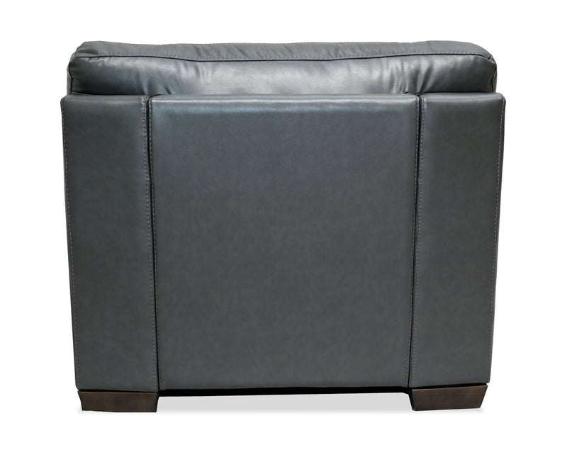 Classico 47\" Genuine Leather Chair with Wood Legs – Carbon Grey