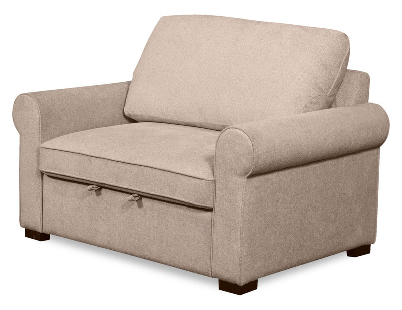 Scott Living Haven 55\" Chenille Fabric Sleeper Chair with Wood Legs - Taupe