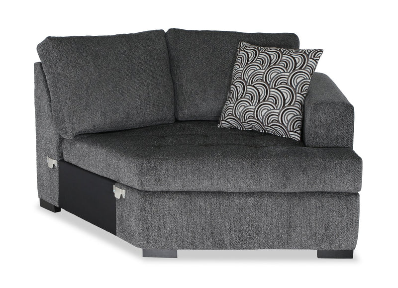 Made in Canada Legend 2-Piece Right-Facing Chenille Fabric Cuddler Sleeper Sectional - Pepper Grey