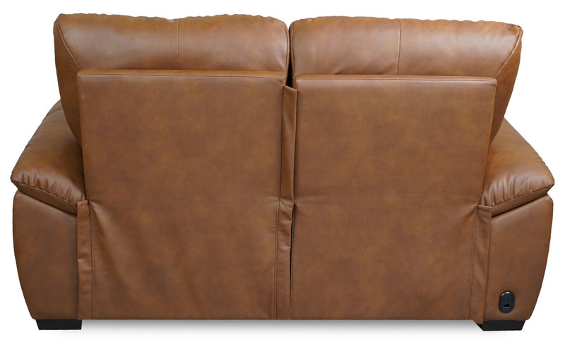 Bello 67\" Leather-Look Fabric Power Reclining Loveseat - Brown