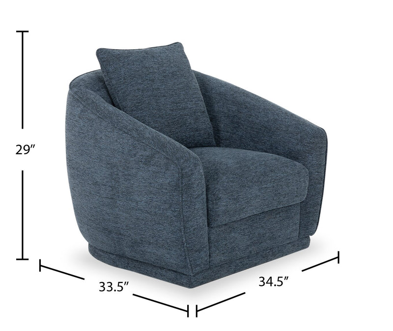 Rio 34.5\" Chenille Fabric Swivel Accent Chair - Blue