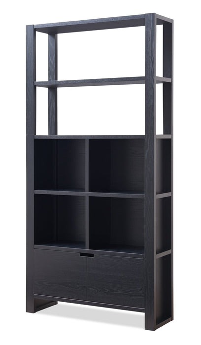 Oscar 36\" Contemporary Bookcase with File Drawer – Matte Black 