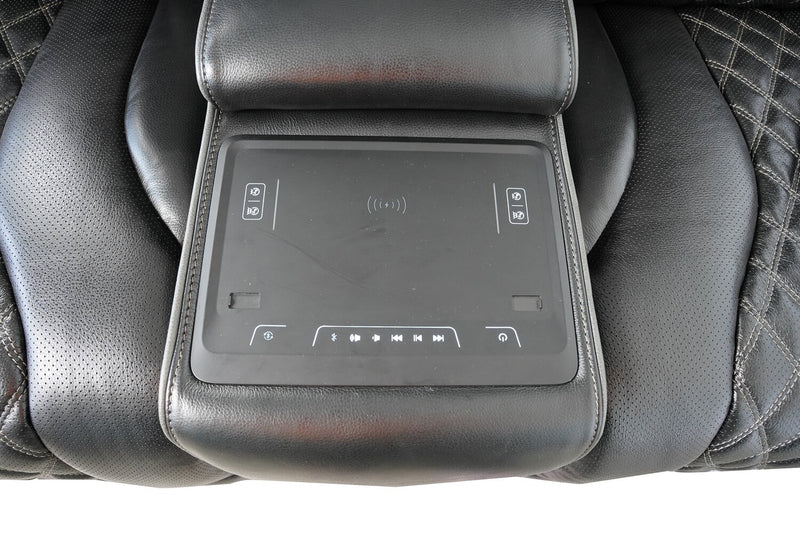 Elite 74\" Genuine Leather Massage Power Reclining Loveseat with Immersive Audio and Power Headrests - Black