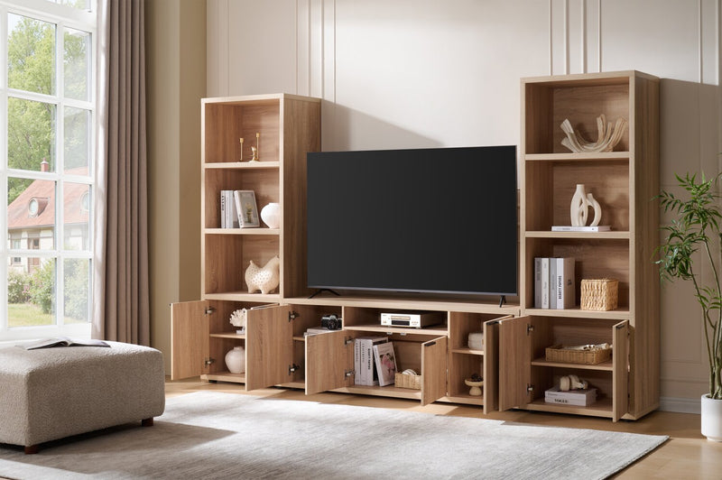 Noren 115\" 3-Piece Entertainment Centre with Storage for TVs up to 70\"- Light Oak