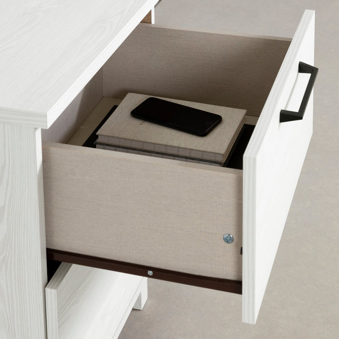 Everley Bedside  2-Drawer Nightstand with USB Port, 19.5\"W - White