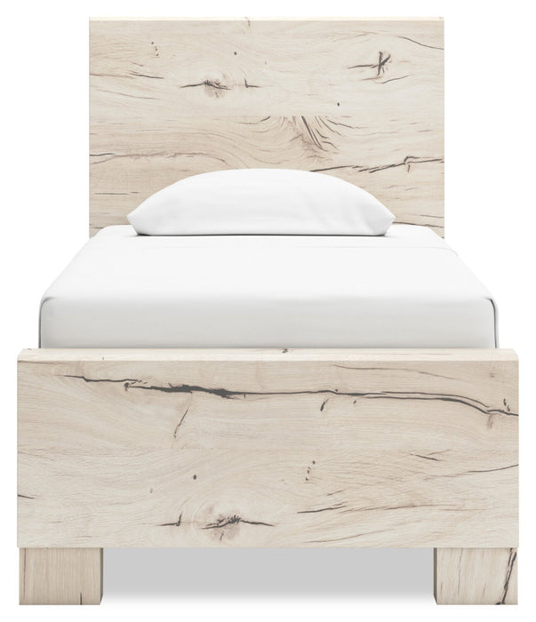 Derekson 5pc Bedroom Set with Panel Bed, Dresser & Mirror, Rustic White  - Twin Size