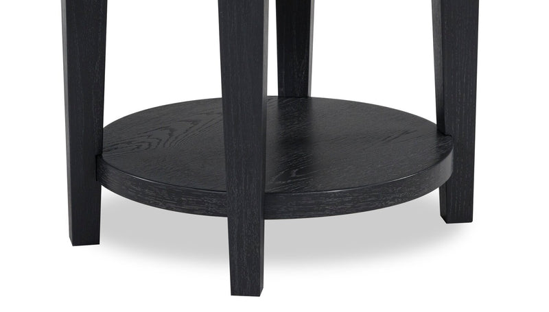 Sanford 24” Contemporary Round Solid Wood End Table with Storage - Black