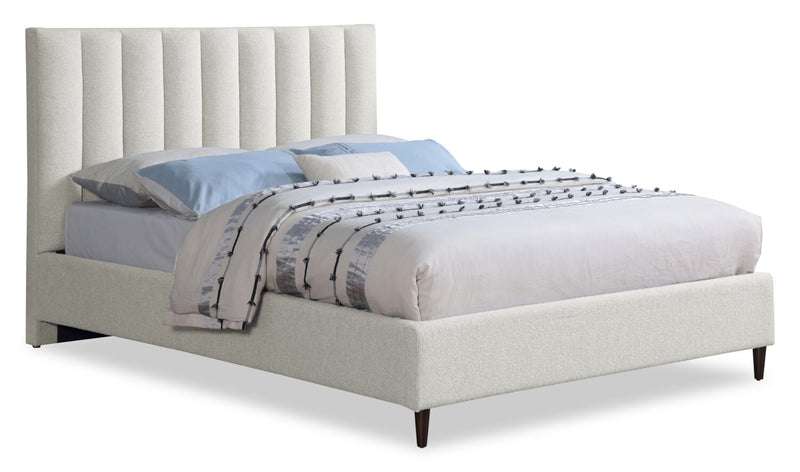 Kort & Co. Rain Upholstered Platform Bed in Light Grey Fabric, Tufted - King Size