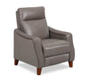 Natalie 32.5\" Top-Grain Genuine Leather Pushback Reclining Chair with Wood Legs - Grey