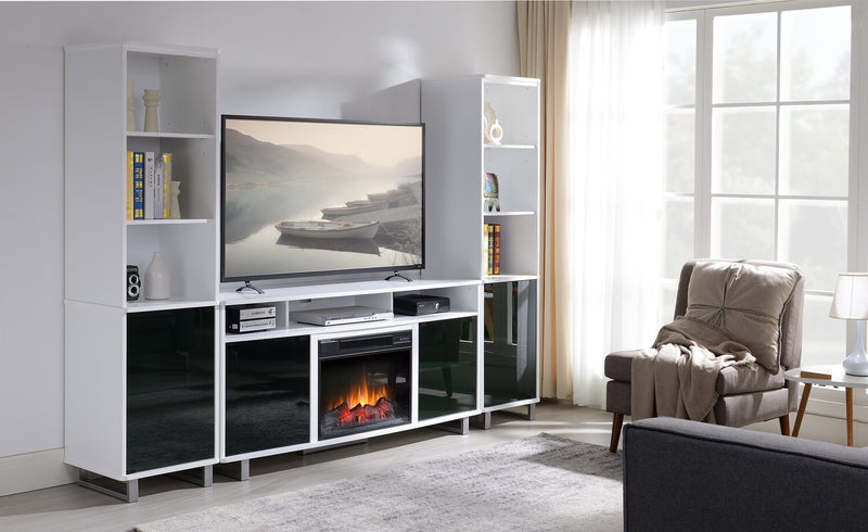 Ignatius Modern 3-Piece Entertainment Centre with Electric Fireplace and Storage for TVs up to 70\"- White