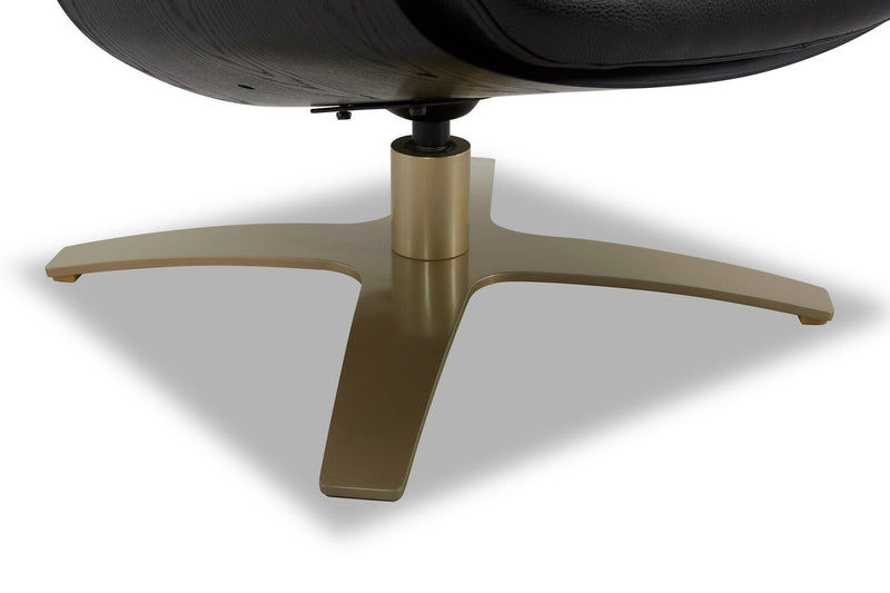 Halo Top-Grain Genuine Leather Swivel Reclining Chair with Footrest 