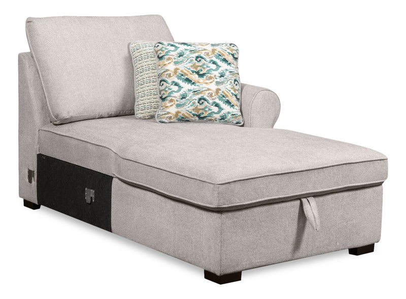 Scott Living Haven 3-Piece Left-Facing Chenille Fabric Cuddler Sleeper Sectional with Storage - Grey