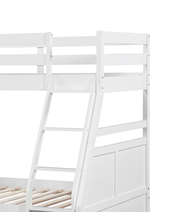 Quinn Bunk Bed with Ladder & Guard Rail for Kids, White - Twin/Full