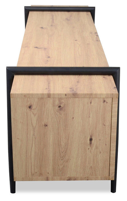 Rynar 71\" Modern TV Stand with Storage for TVs up to 80\"- Natural Wood