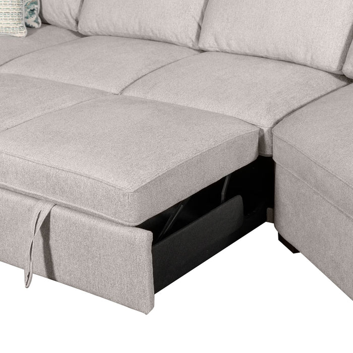 Scott Living Haven 3-Piece Right-Facing Chenille Fabric Cuddler Sleeper Sectional - Grey
