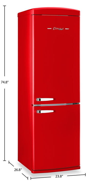 Classic Retro by Unique 24\" 12 Cu. Ft. Bottom-Freezer Refrigerator - Candy Apple Red - UGP-340L AC R