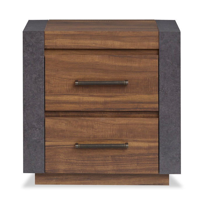 Scott Living Dante Bedside 2-Drawer Nightstand, 24\"W x 24.3\"H - Brown