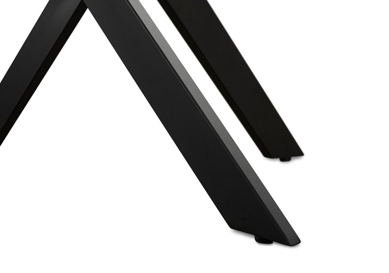 Zoe Dining Table with Glass Top, Metal Geometric Base, 47\"W Round - Black