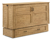 Parker Cabinet Bed with Memory Foam Mattress, Brown - Queen Size 